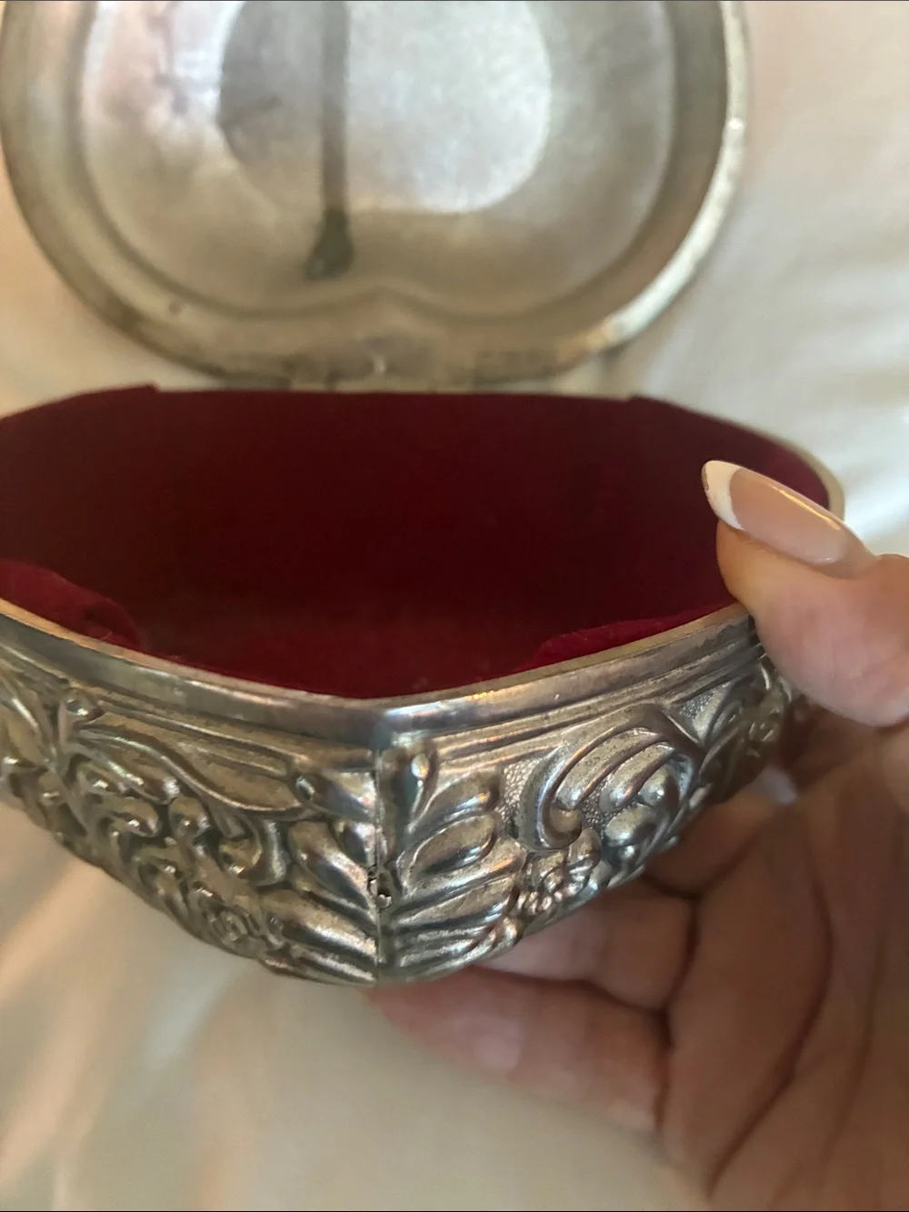 Decorative Heart Trinket Box - Silver Heart Jewelry Dish